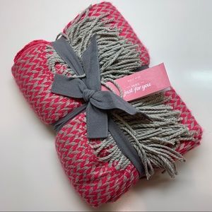 West Elm Magenta & Grey fringed throw